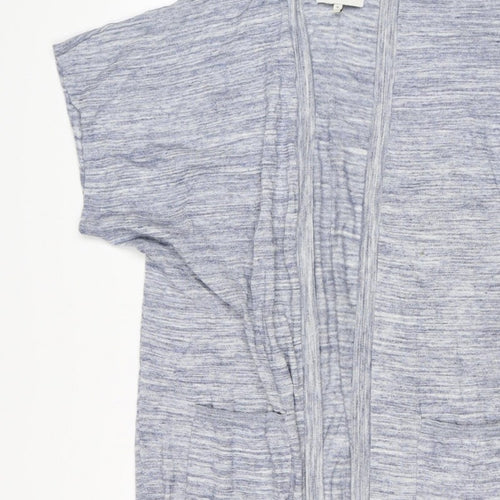 Next Women Blue Marl Open Cardigan UK 16 Long Sleeve V-Neck Pockets