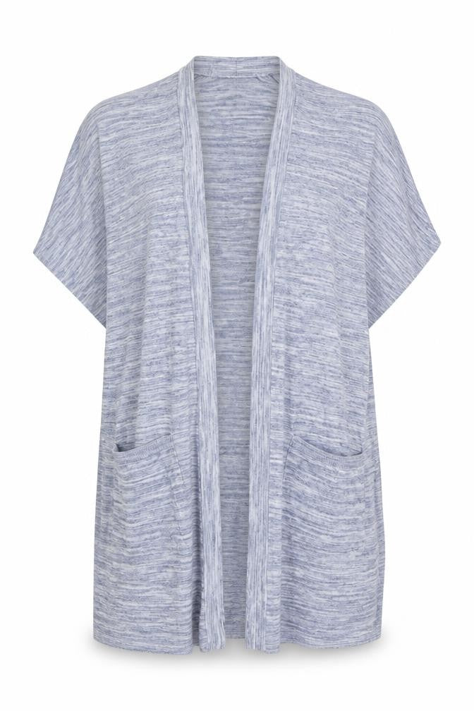Next Women Blue Marl Open Cardigan UK 16 Long Sleeve V-Neck Pockets