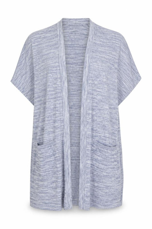 Next Women Blue Marl Open Cardigan UK 16 Long Sleeve V-Neck Pockets