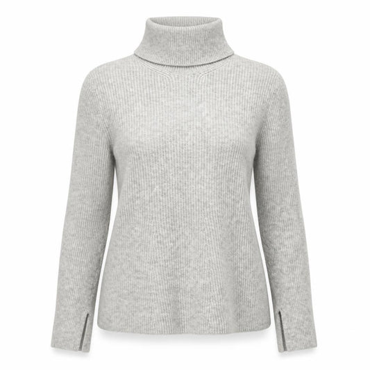 Zara Women Grey UK 12 Ribbed Roll Neck Long Sleeve Jumper