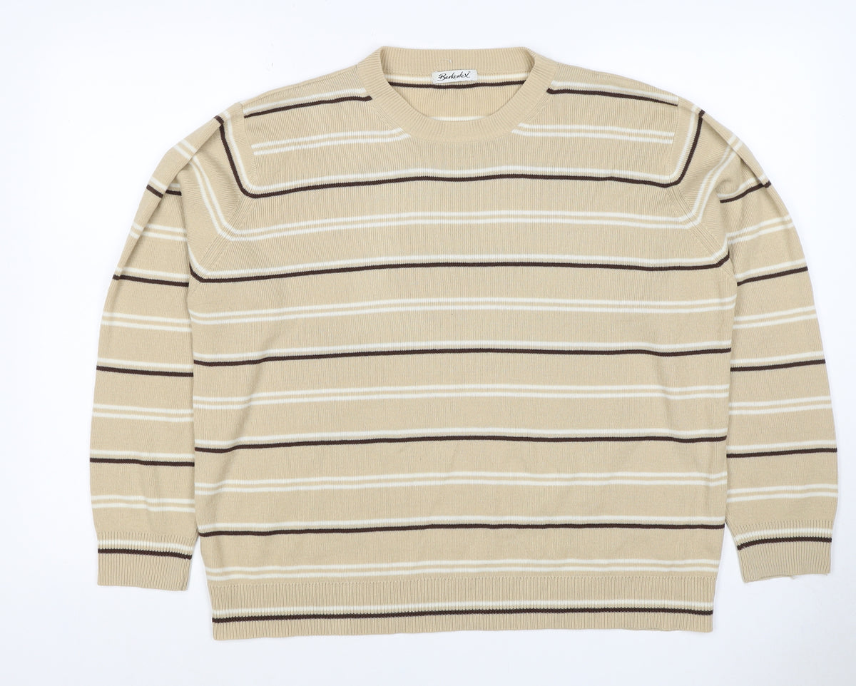 Back view of Berkertex Women’s Beige Striped Acrylic Knit jumper UK 20