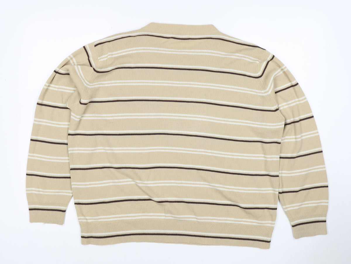 Close-up detail of Berkertex Women’s Beige Striped Acrylic Knit jumper UK 20