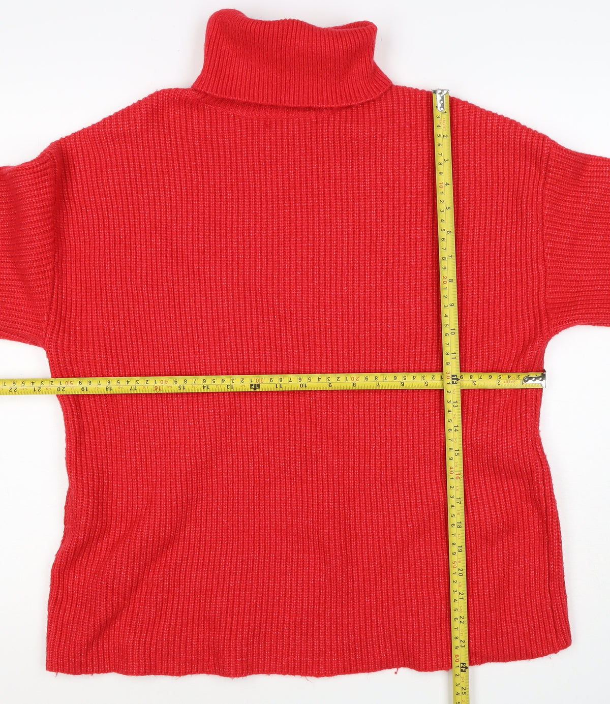 M&S Women Red Medium Roll Neck Cable Knit Pullover Jumper