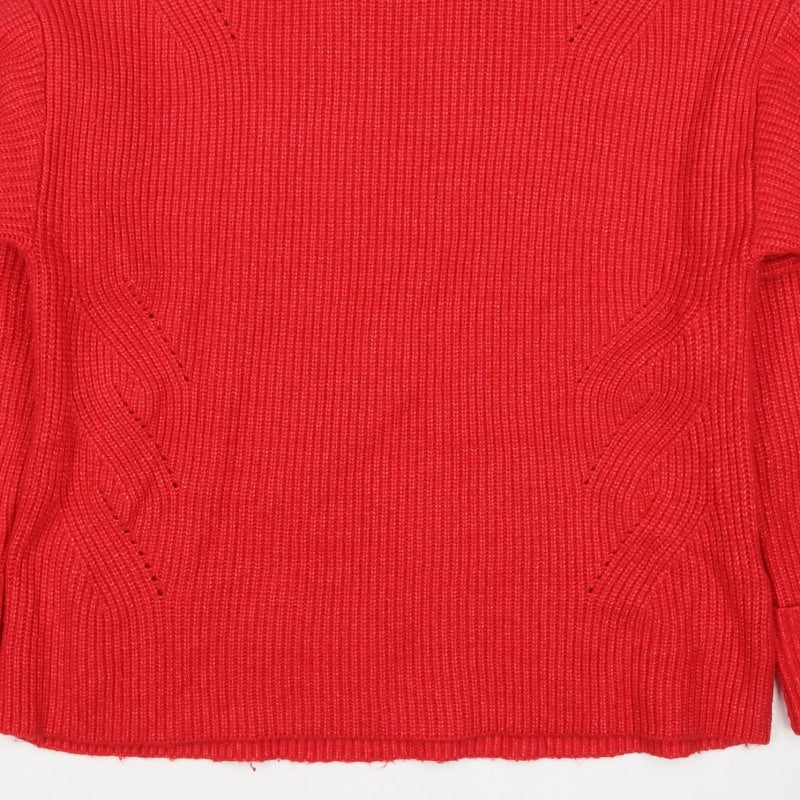 M&S Women Red Medium Roll Neck Cable Knit Pullover Jumper