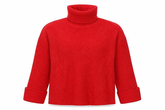 M&S Women Red Medium Roll Neck Cable Knit Pullover Jumper
