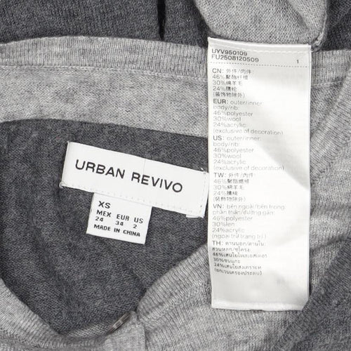 Urban Revivo Women's Grey XS Layered Button Knit Cardigan Long Sleeve