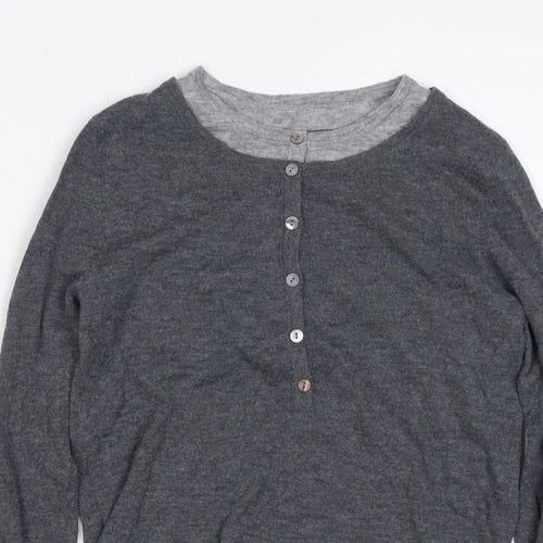 Urban Revivo Women's Grey XS Layered Button Knit Cardigan Long Sleeve