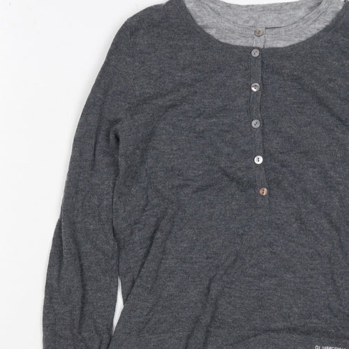 Urban Revivo Women's Grey XS Layered Button Knit Cardigan Long Sleeve