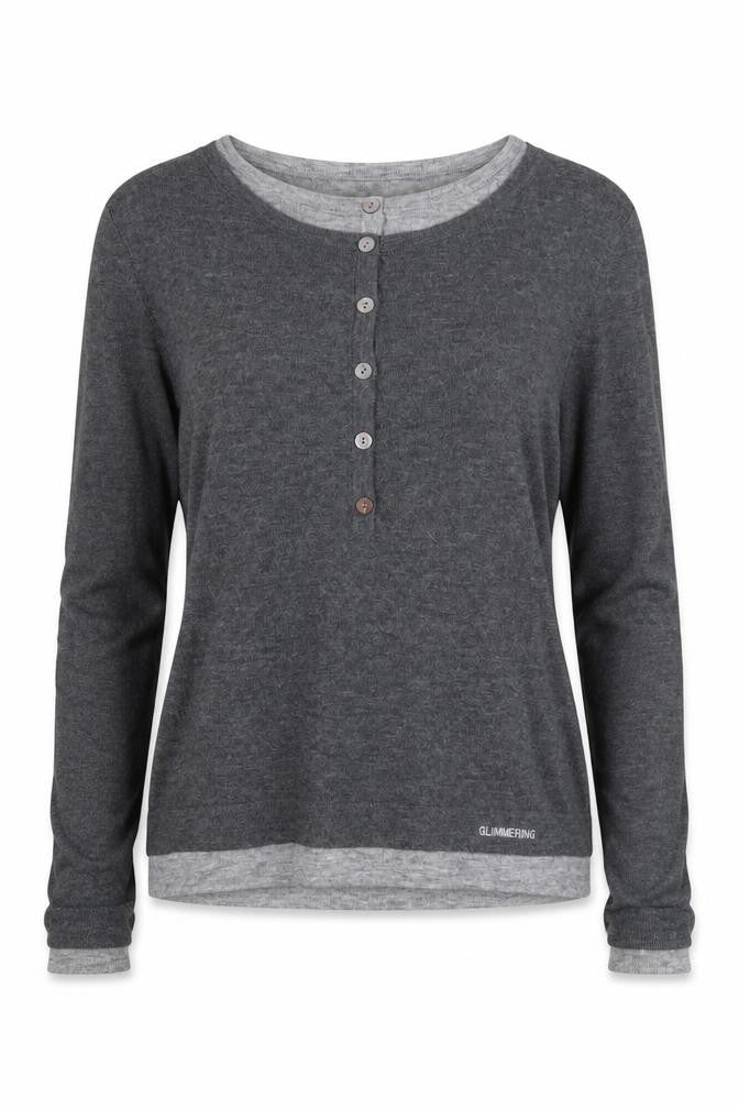 Urban Revivo Women's Grey XS Layered Button Knit Cardigan Long Sleeve