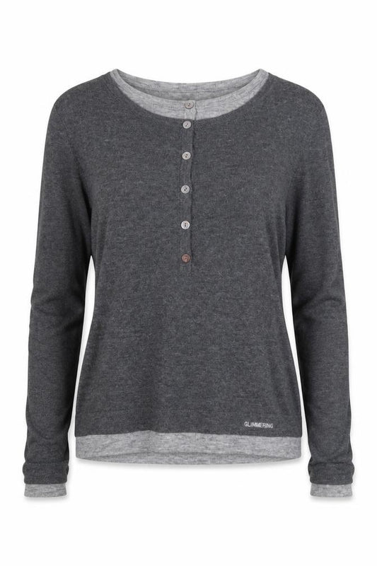 Urban Revivo Women's Grey XS Layered Button Knit Cardigan Long Sleeve
