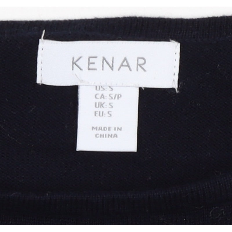 Kenar Women’s Black White Stripe Cotton Boat Neck Jumper Size S