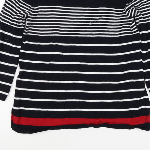 Kenar Women’s Black White Stripe Cotton Boat Neck Jumper Size S