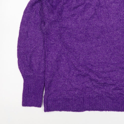 ICHI Women’s Purple Size 8 Puff Sleeve Knit Pullover Jumper