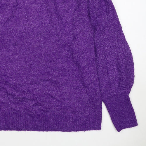 ICHI Women’s Purple Size 8 Puff Sleeve Knit Pullover Jumper