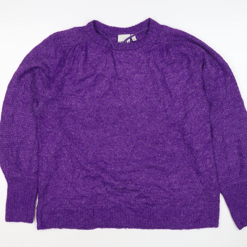 ICHI Women’s Purple Size 8 Puff Sleeve Knit Pullover Jumper
