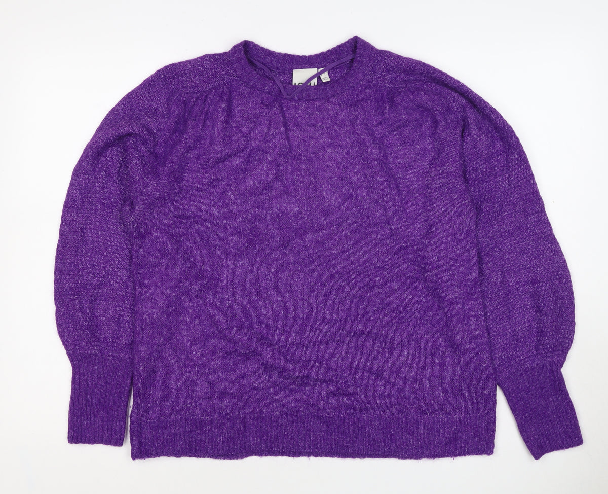 ICHI Women’s Purple Size 8 Puff Sleeve Knit Pullover Jumper