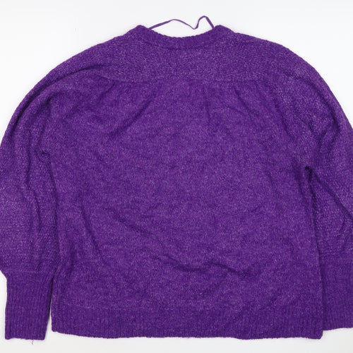 ICHI Women’s Purple Size 8 Puff Sleeve Knit Pullover Jumper