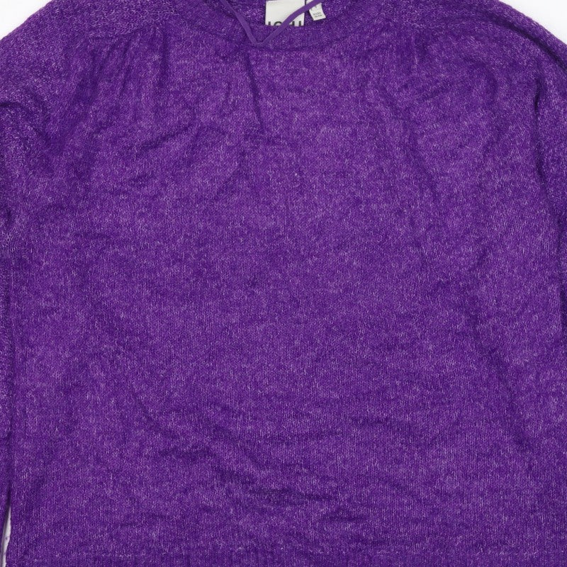 ICHI Women’s Purple Size 8 Puff Sleeve Knit Pullover Jumper