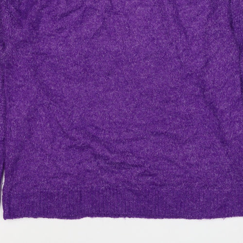 ICHI Women’s Purple Size 8 Puff Sleeve Knit Pullover Jumper