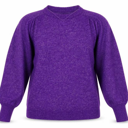 ICHI Women’s Purple Size 8 Puff Sleeve Knit Pullover Jumper