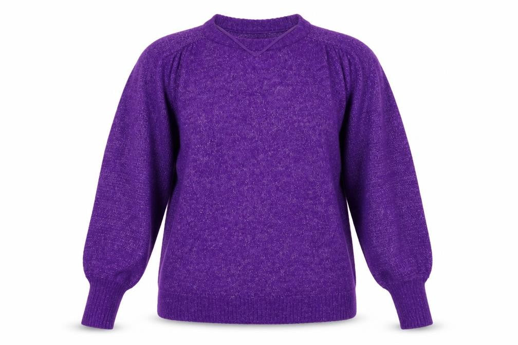 ICHI Women’s Purple Size 8 Puff Sleeve Knit Pullover Jumper