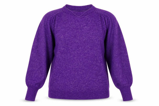 ICHI Women’s Purple Size 8 Puff Sleeve Knit Pullover Jumper