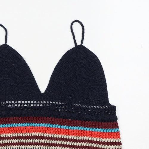 Zara Women Multicoloured Size S Crochet Striped Camisole Tank Top