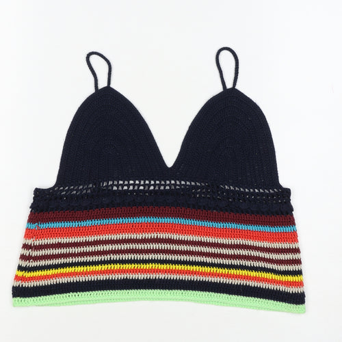 Zara Women Multicoloured Size S Crochet Striped Camisole Tank Top