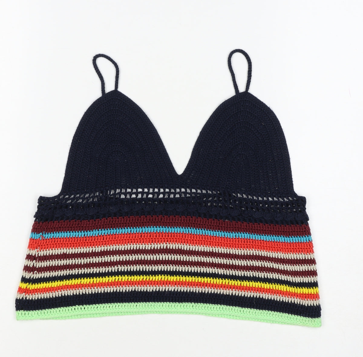 Zara Women Multicoloured Size S Crochet Striped Camisole Tank Top