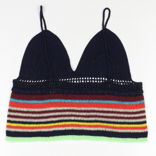 Zara Women Multicoloured Size S Crochet Striped Camisole Tank Top