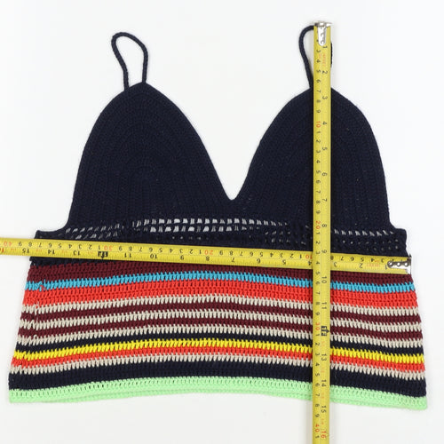Zara Women Multicoloured Size S Crochet Striped Camisole Tank Top