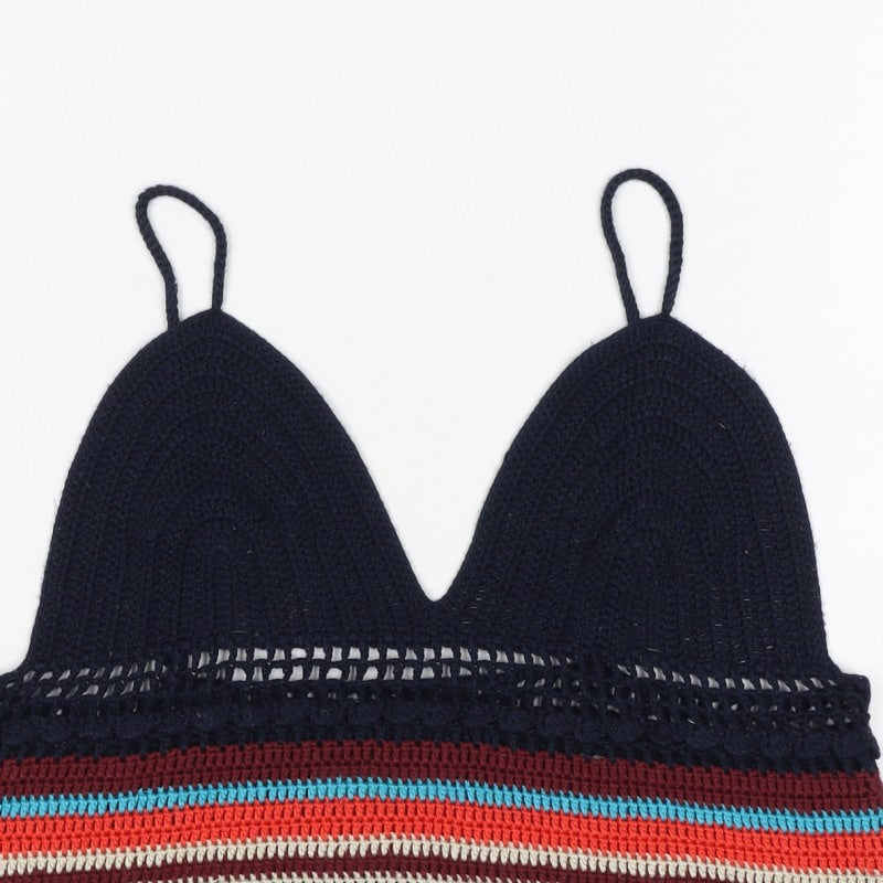 Zara Women Multicoloured Size S Crochet Striped Camisole Tank Top