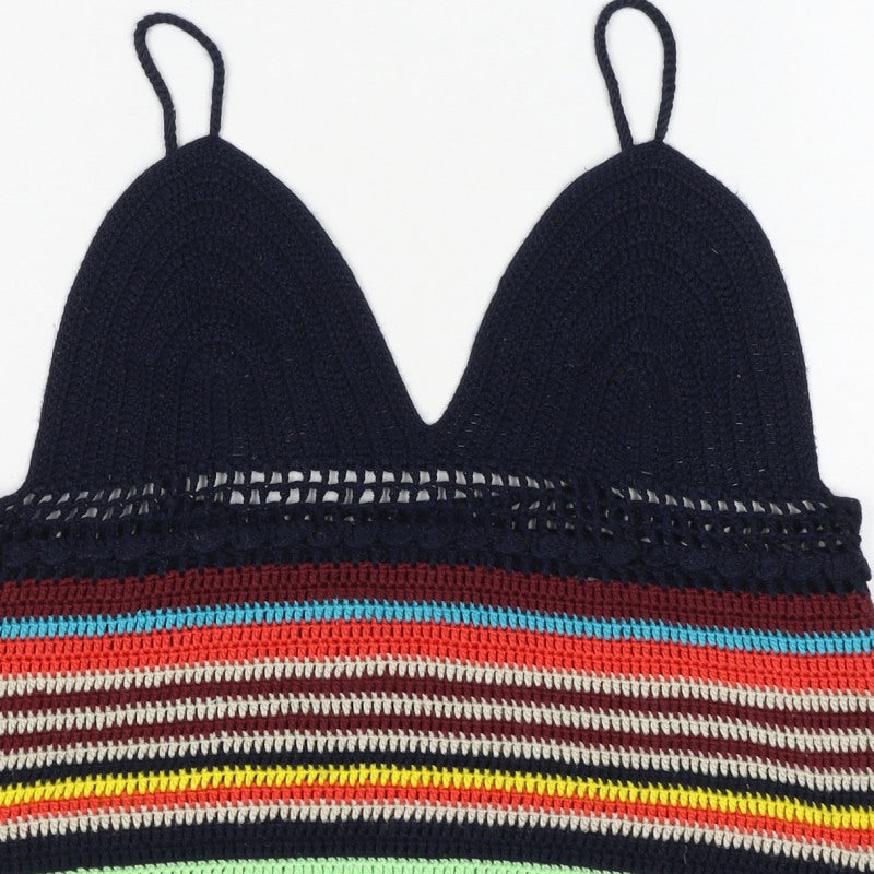 Zara Women Multicoloured Size S Crochet Striped Camisole Tank Top