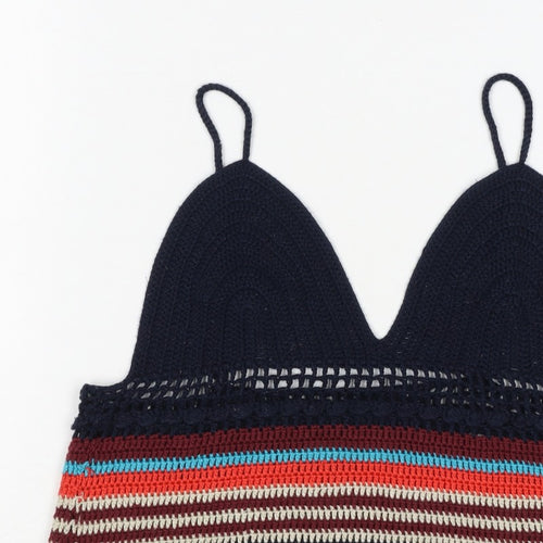 Zara Women Multicoloured Size S Crochet Striped Camisole Tank Top