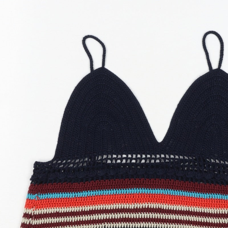 Zara Women Multicoloured Size S Crochet Striped Camisole Tank Top
