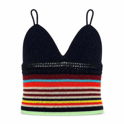 Zara Women Multicoloured Size S Crochet Striped Camisole Tank Top