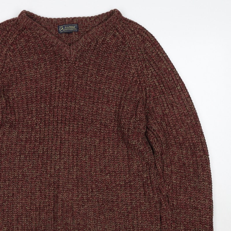 Additional view of P.G. Field Men’s Brown Marl Chunky Knit Crew Neck jumper S