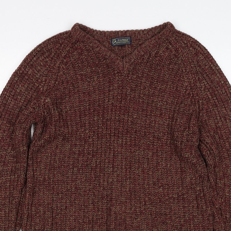 Additional view of P.G. Field Men’s Brown Marl Chunky Knit Crew Neck jumper S