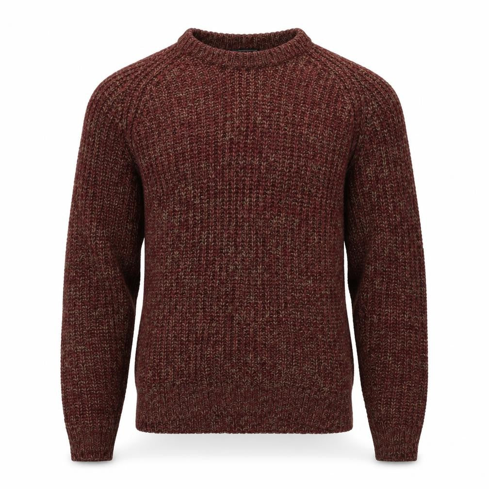 Front view of P.G. Field Men’s Brown Marl Chunky Knit Crew Neck jumper S