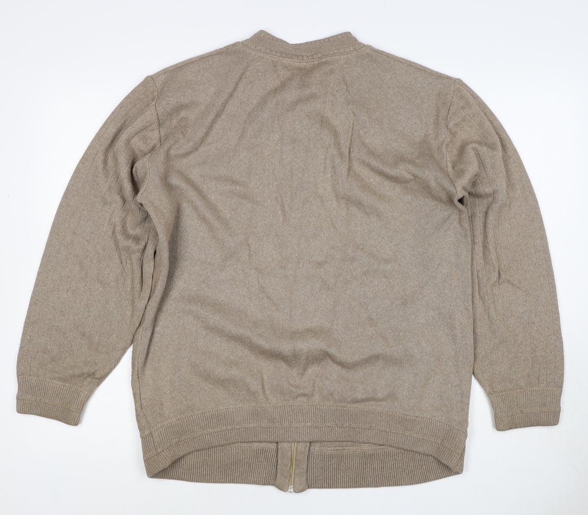Green Woods Escape Men Beige M Full Zip Cotton Acrylic Knit Jumper