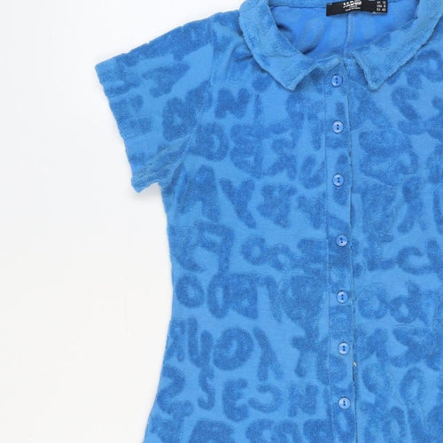 Jaded London Women Blue UK 12 Terry Leopard Print Playsuit