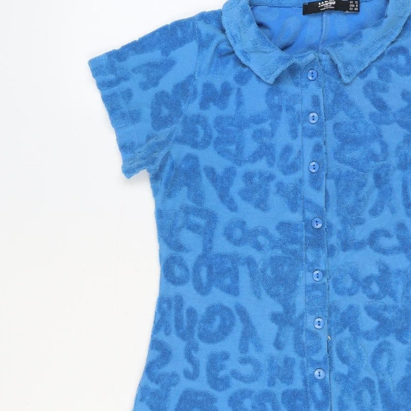 Jaded London Women Blue UK 12 Terry Leopard Print Playsuit