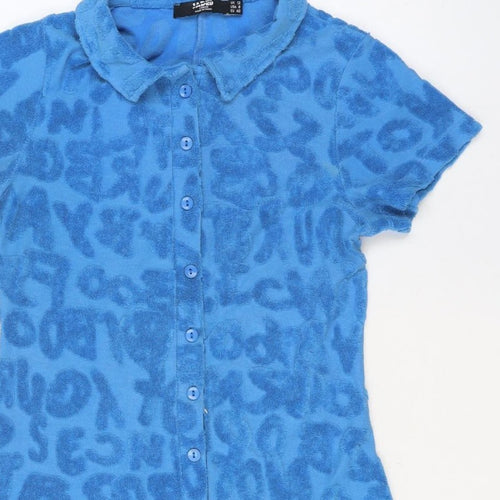 Jaded London Women Blue UK 12 Terry Leopard Print Playsuit