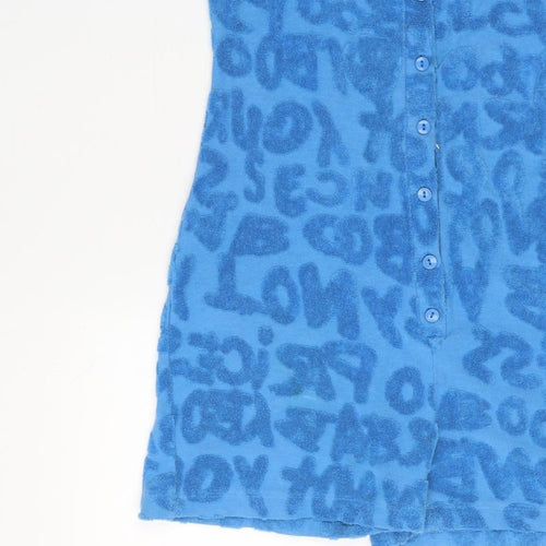 Jaded London Women Blue UK 12 Terry Leopard Print Playsuit