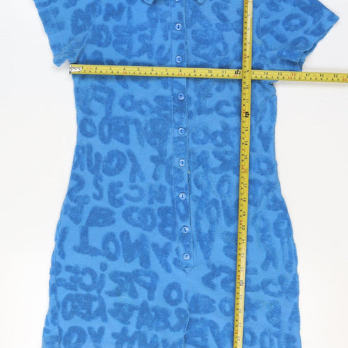 Jaded London Women Blue UK 12 Terry Leopard Print Playsuit