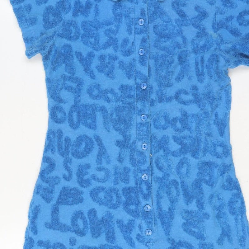 Jaded London Women Blue UK 12 Terry Leopard Print Playsuit