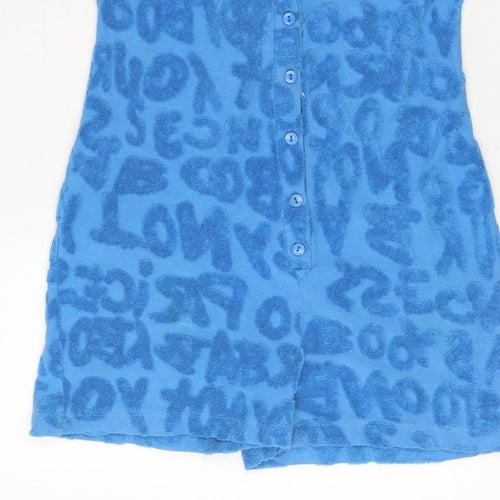 Jaded London Women Blue UK 12 Terry Leopard Print Playsuit