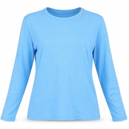 Marks and Spencer Women’s Blue UK 22 Ribbed Jersey Long Sleeve T-Shirt