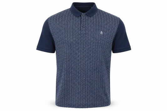 Original Penguin Men’s Blue XL Geometric Short Sleeve Polo Shirt