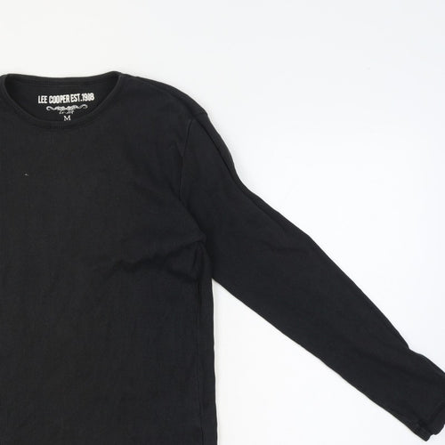 Lee Cooper Men’s Black M Ribbed Long Sleeve Crew Neck T-Shirt